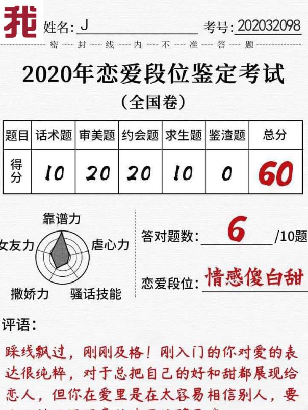 2020恋爱段位鉴定考试截图1